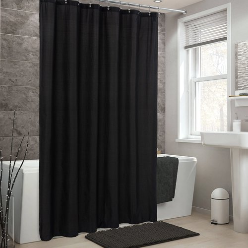 ALYVIA SPRING Stall Fabric Shower Curtain Liner Waterproof - Soft & Lightweight Small Shower Curtain with Magnets for Narrow Stall Size, Machine Washable - 36x72, Black