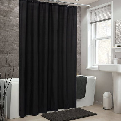 ALYVIA SPRING Stall Fabric Shower Curtain Liner Waterproof - Soft & Lightweight Small Shower Curtain with Magnets for Narrow Stall Size, Machine Washable - 36x72, Black