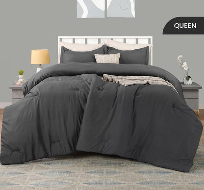 Utopia Bedding Queen Comforter Set - 3 Piece Soft Down Alternative in Grey | 88 x 88 Inches Comforter & 2 Pillow Shams