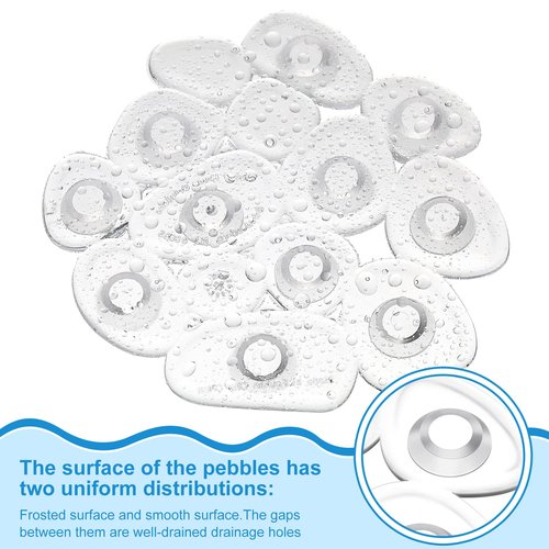 Riakrum 12 Counts Pebble Bath Treads Non Slip Bathtub Stickers with Suction Cups Pebble Non Slip Mat for Smooth Surface Shower Floor Mat, Provides Traction Machine Washable(Transparent)
