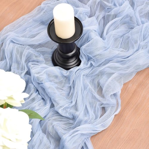 Joanlody Blue Cheesecloth Table Runner - Rustic 10Ft Boho Decor for Weddings & Showers