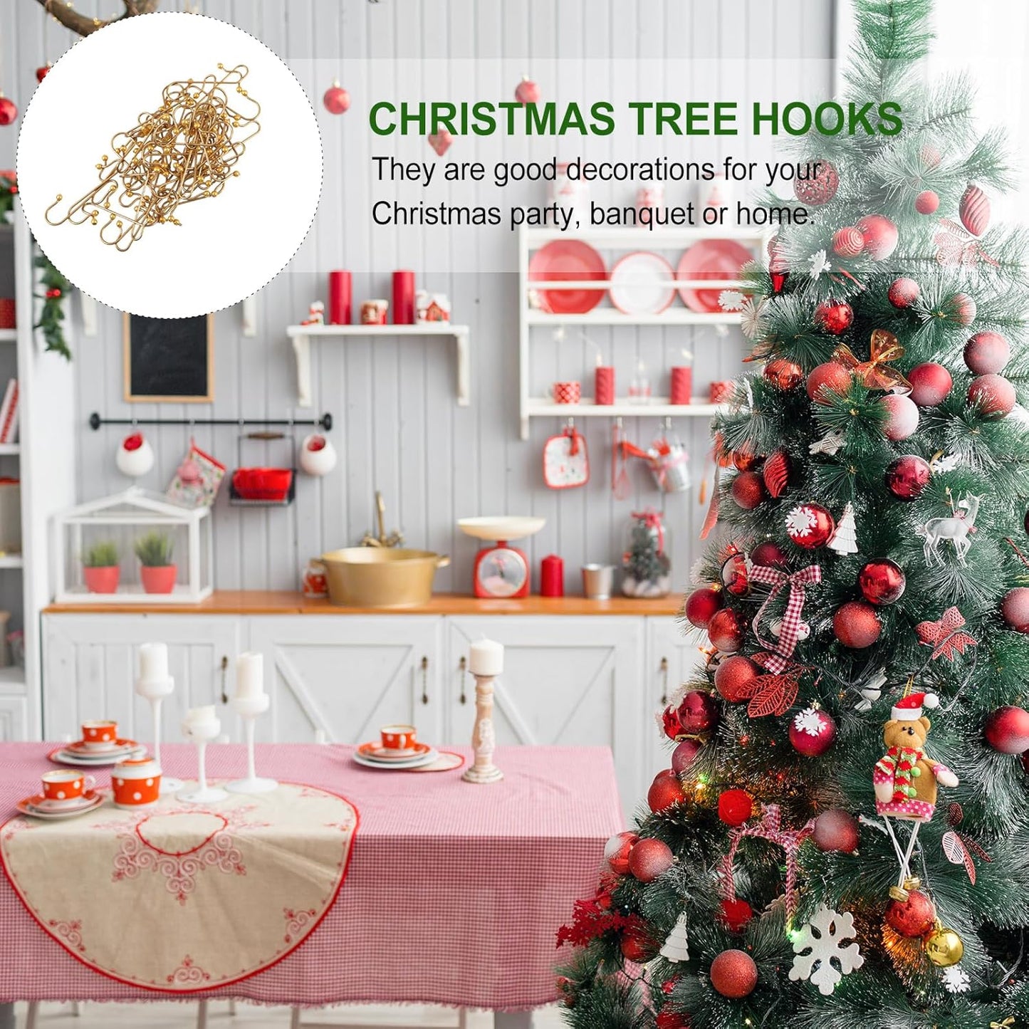 Uonlytech Heavy-Duty Metal Ornament Hooks - 40pcs Durable Wire Hangers for Secure Display