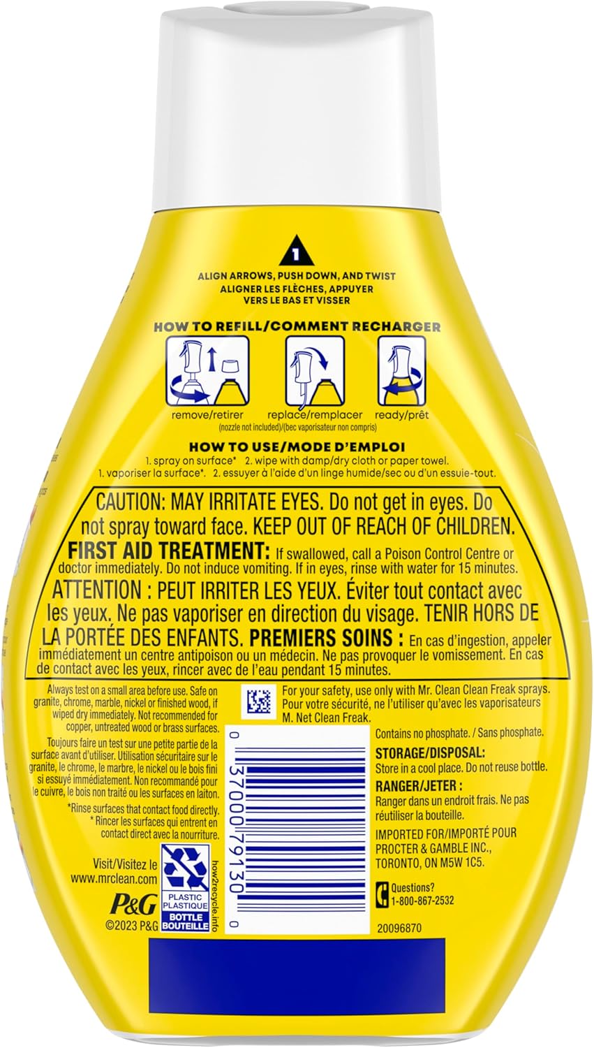 Mr. Clean Clean Freak Multi-Surface Cleaning Spray - Deep Cleaning Mist Starter Kit & Refill Bundle, Lemon Zest, 64 fl oz