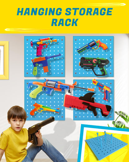 Skywin Peg Board for Nerf Gun Storage Organizer - Hanging Holder Compatible with All Blasters Nerf Gun Rack Organizer for Wall Organization (Blue)