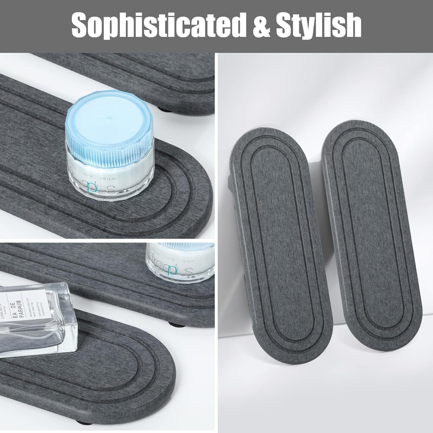 Skiennix Water Absorbing Stone Tray - Fast Drying Diatomite Coasters for Kitchen & Bathroom | 2PCS Set
