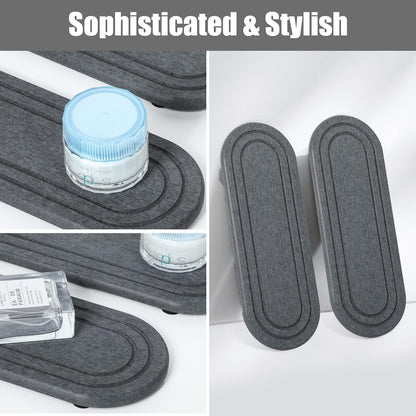Skiennix Water Absorbing Stone Tray - Fast Drying Diatomite Coasters for Kitchen & Bathroom | 2PCS Set