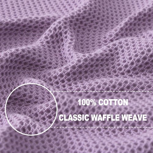 Homaxy Kitchen Dish Cloths - Ultra Soft 100% Cotton Waffle Weave, Quick Drying, 12 x 12 Inches, 6-Pack in Lavender