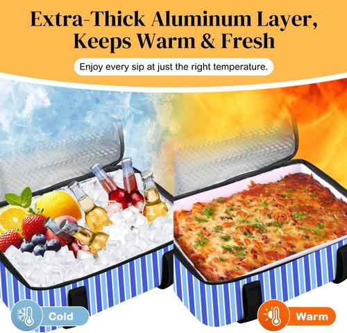 Coobiiya Insulated Casserole Carrier - Keeps Food Hot or Cold | Portable 9" x 13" Lasagna Tote for Picnics