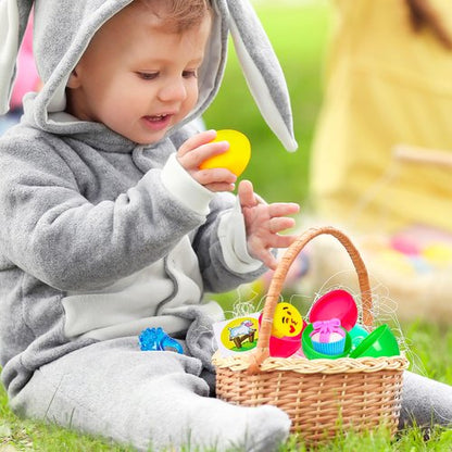 Giraffe 100 Pack Prefilled Easter Eggs Bulk - Multi Color Plastic Filled Easter Eggs for Kids with Toy Filled Slap Bracelets, LED Rings, Stickers - Easter Basket Stuffers for Kids