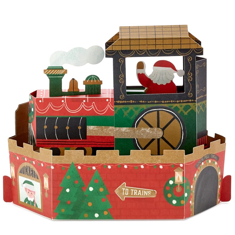 Hallmark Christmas Train Pop-Up Card with Sound – Moves and Deck the Halls