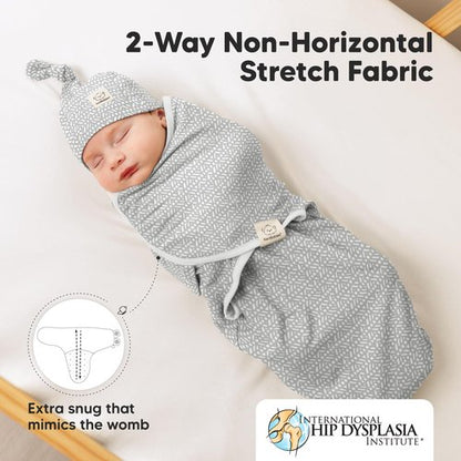 KeaBabies 3-Pack Swaddles for Newborns, Girls, Boys with Hats - Organic Soft Baby Sleep Sacks, Breathable Baby Swaddle 3-6 Months Beanies Set, Premie Infant Sleep Sack 0-3 Months (Nordic)
