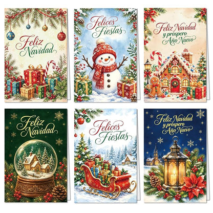 Spanish Christmas Cards with Envelopes & Stickers 24PCS - Variation: Spanish Christmas