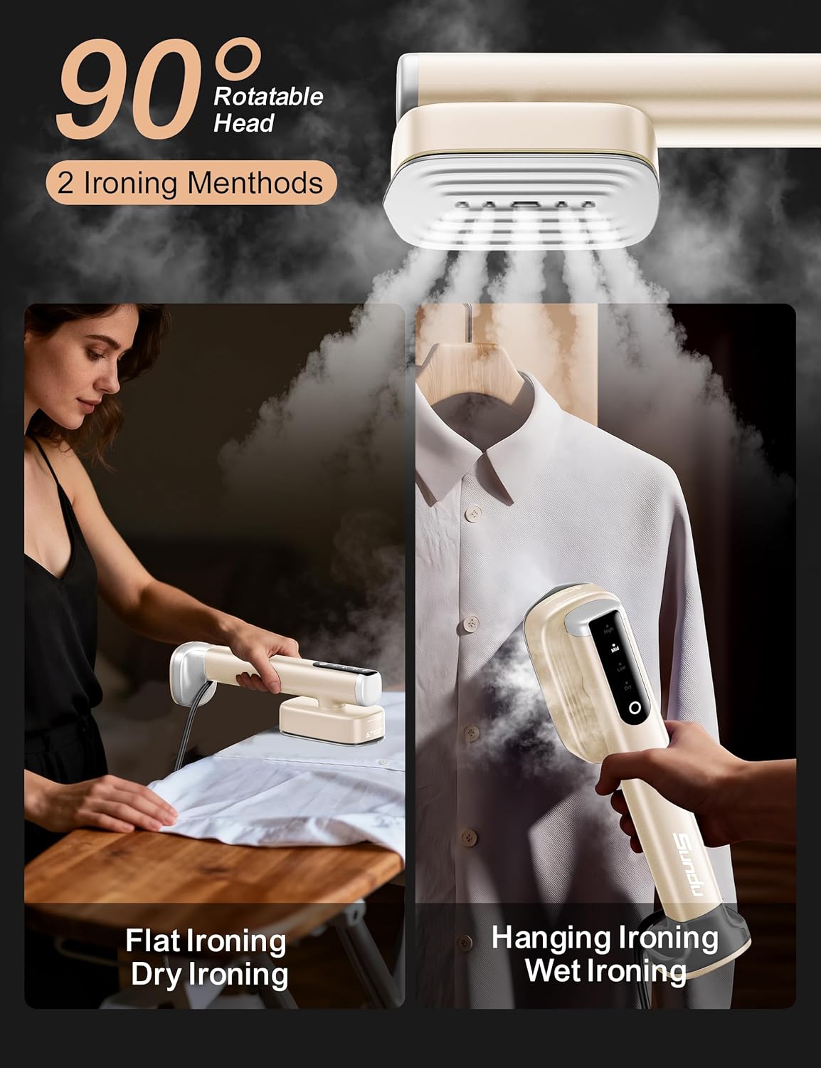 Sundu Travel Steamer for Clothes - Portable Handheld Garment Steamer with Fast 15s Heat-Up | Dual 180ml & 100ml Tanks