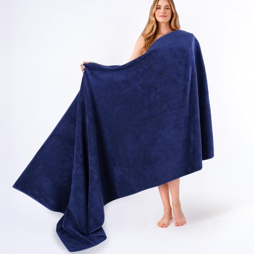 American Soft Linen 100% Cotton 600 GSM Turkish 40x80 Oversized Bath Towel Sheet, Extra Large Adult Towels for Bathroom, Navy Blue Bath Sheet