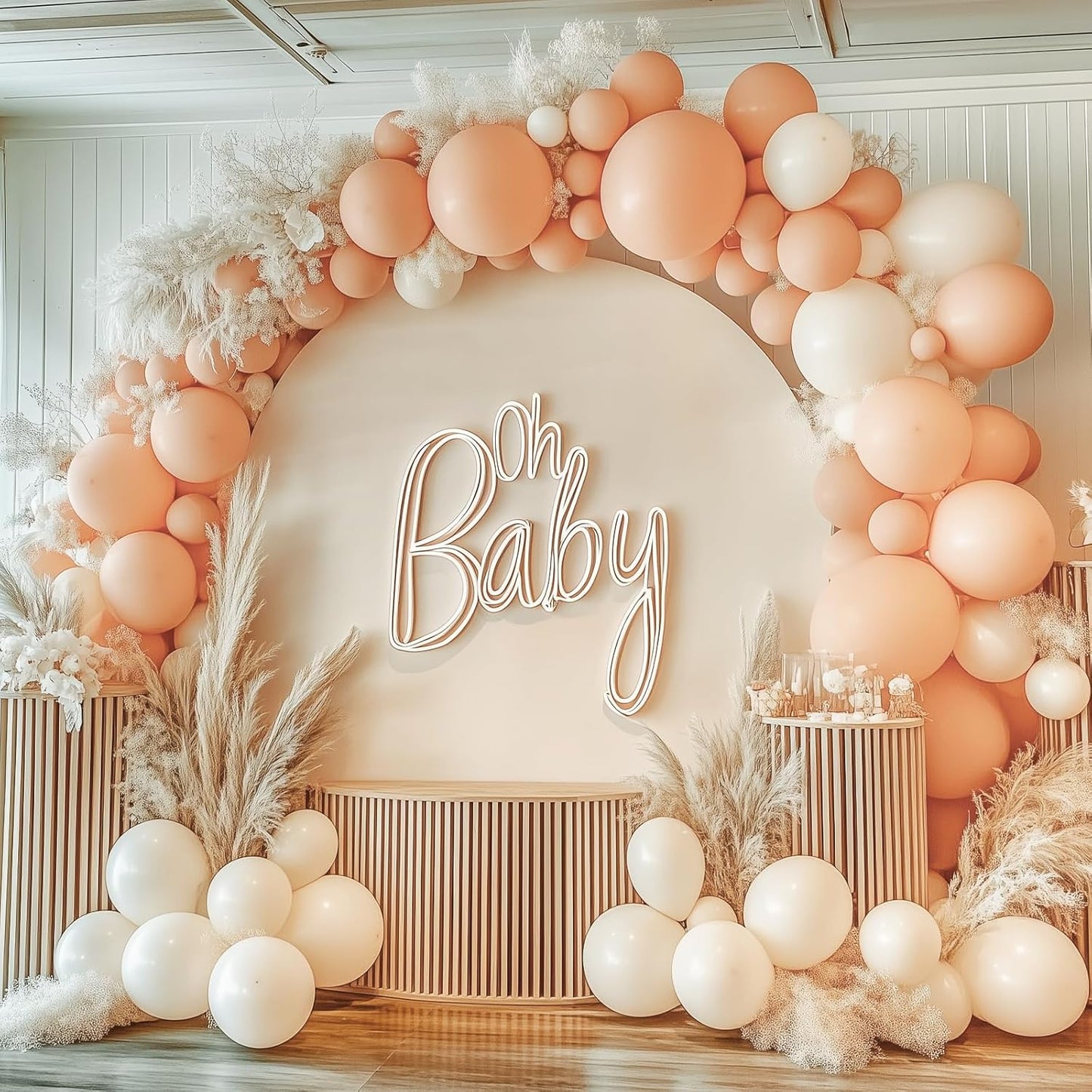 RUBFAC Nude Balloon Garland Kit - 129pcs in Various Sizes | Boho Beige & Apricot for Parties & Events