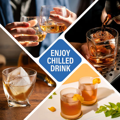 mossime Silicone Ice Cube Tray: 4pack Square Whiskey Large Ice Cube Molds - Old Fashioned Ice Cube Trays with Lid - 2inch Easy Release Big Freezer Mold for Cocktail Baby Food Soup & Juice