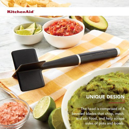 KitchenAid Classic Meat Masher - 10.8-Inch Durable Design for Effortless Mashing | Sleek Black Finish