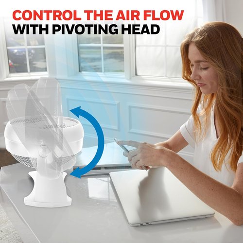 Honeywell TurboForce Air Circulator - Quiet Small Tabletop Fan with 3 Speeds & 90° Pivoting Head | White HT-904