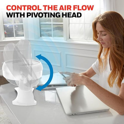 Honeywell TurboForce Air Circulator - Quiet Small Tabletop Fan with 3 Speeds & 90° Pivoting Head | White HT-904