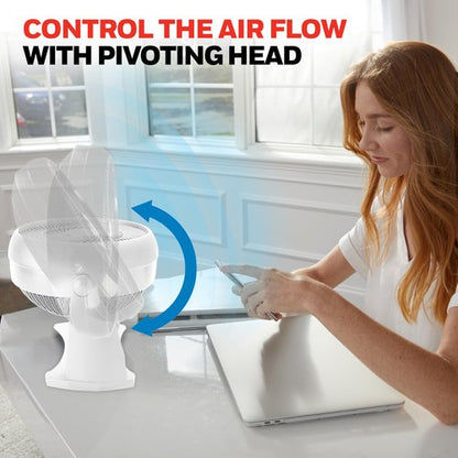 Honeywell TurboForce Air Circulator, Small Tabletop Fan, Quiet Personal Fan for Home or Office, 3 Speeds, 90 Degree Pivoting Head, White, HT-904