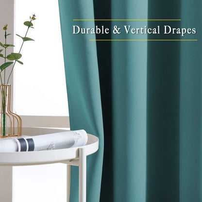 NICETOWN Sea Teal Blackout Curtains 102 inch Length, Grommet Energy Saving Thermal Drapes Sound Reducing Heat Blocking Window Treatments for Living Room, 2 Panels, W52 x L102