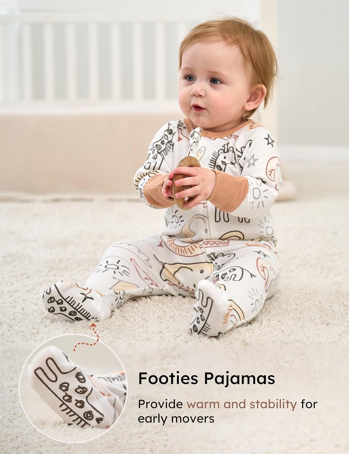 Yoofoss Baby Pajamas - 100% Organic Cotton Sleepers for Newborns | 3-Piece Footed Set (0-9 Months)