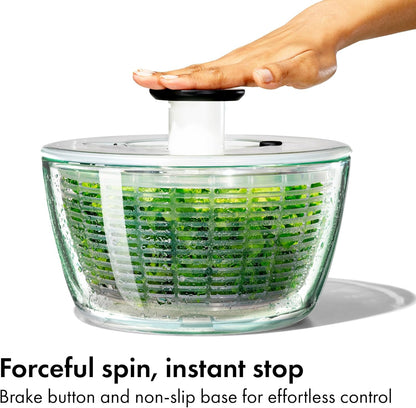 OXO Good Grips Glass Salad Spinner - Large 6.22-Qt BPA-Free Lettuce & Fruit Washer with Easy Pump