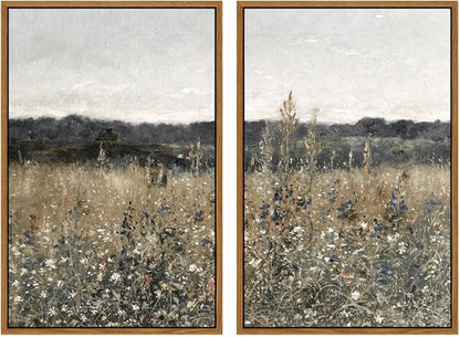 InSimSea Framed Wall Art - Vintage Landscape Canvas Prints for Living Room & Bedroom | 16"x24" Set of 2