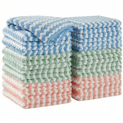 JOYMOOP 18 Pack Microfiber Cleaning Cloth, Kitchen Towels for Dish Drying Washing, Absorbent Streak Free Lint Free Rags for Cleaning, Reusable and Washable Towels - 10" x 10"