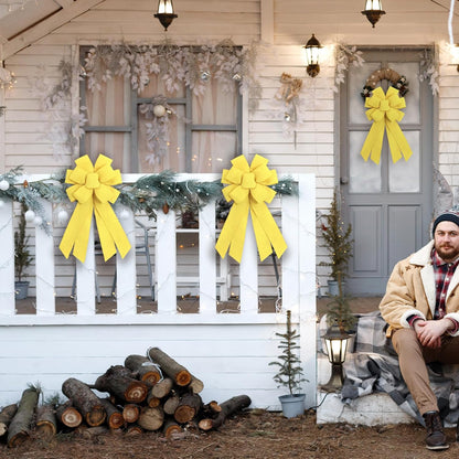 Skiennix Large Yellow Wreath Bow - Perfect for Fall & Thanksgiving Home Decor | Christmas Farmhouse Style
