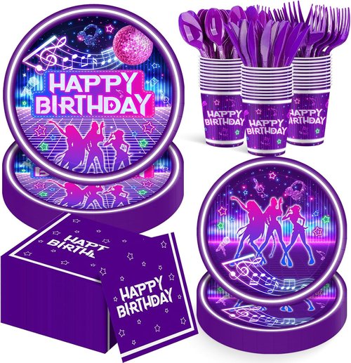 168Pcs Kpop Party Decorations - Plates, Napkins, Cups & Cutlery for 24 Guests
