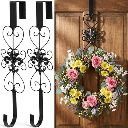 **Regine Switzerland Heavy-Duty Metal Wreath Hangers - Elegant 15.5-Inch Door Hooks for Indoor/Outdoor Decor (Black)**