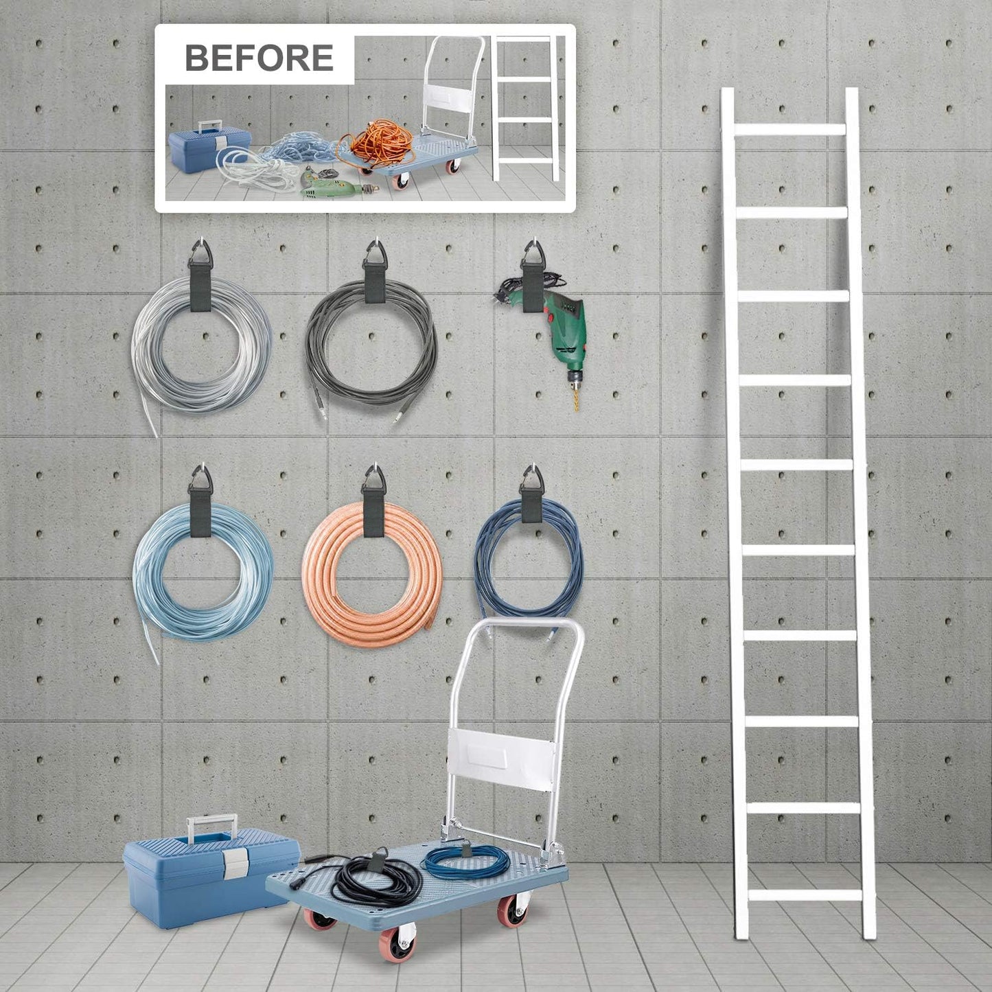 Skiennix Extension Cord Organizer - 8 Pack Heavy-Duty Storage Straps for Cables & Hoses | Triangle Buckle Design