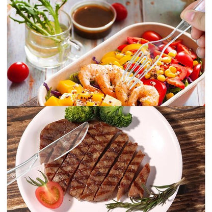 100 Count Extra Heavy Duty Clear Plastic Forks Disposable, BPA-Free, Heat Resistant, Durable Disposable Forks Bulk for Catering & Events 、Party Supplies