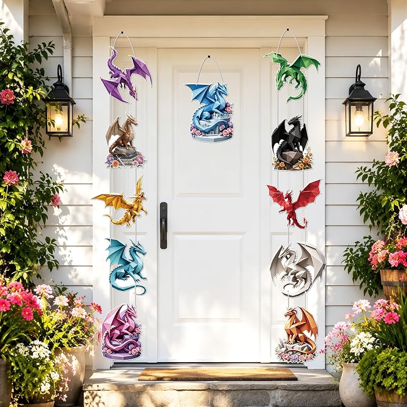 Geometric Dragon Door Sign Banner Decor - Variation: Geometric