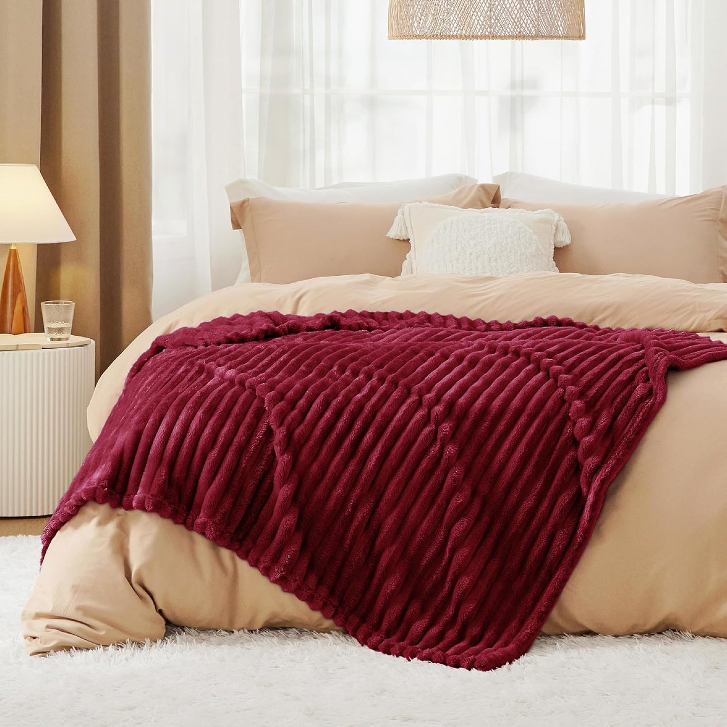 Bedsure GentleSoft Red Fleece Blanket - Cozy Soft Throw for Couch, Perfect for Women & Girls, 60x80 Inches