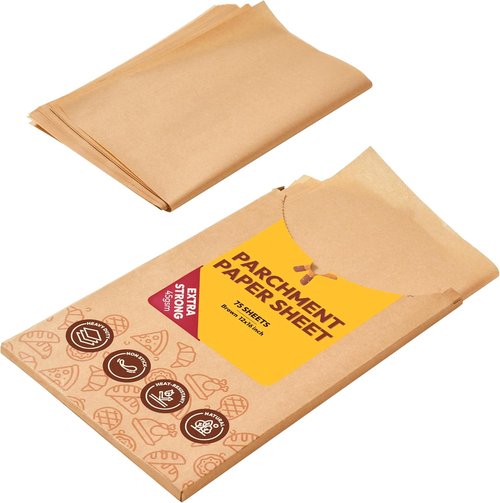 Katbite Unbleached Parchment Paper Sheets - 75 Pcs Heavy Duty Non-Stick 12x16 IN for Baking & Air Frying