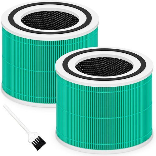 LEVOIT Core 300 Replacement Filter - 3-in-1 High Efficiency Activated Carbon | 2 Pack, Green