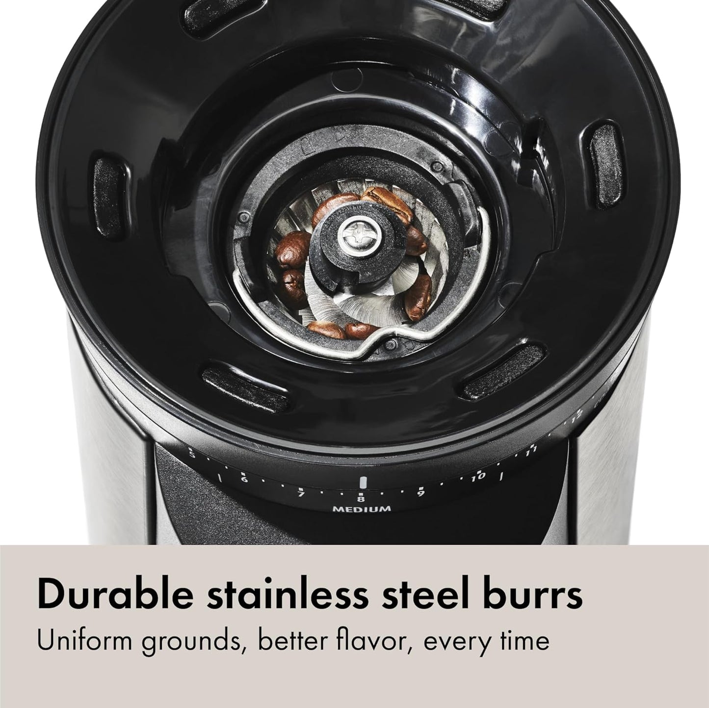 OXO Brew Conical Burr Coffee Grinder - One-Touch Automatic Grind with Stainless Steel Burrs - Silver Finish