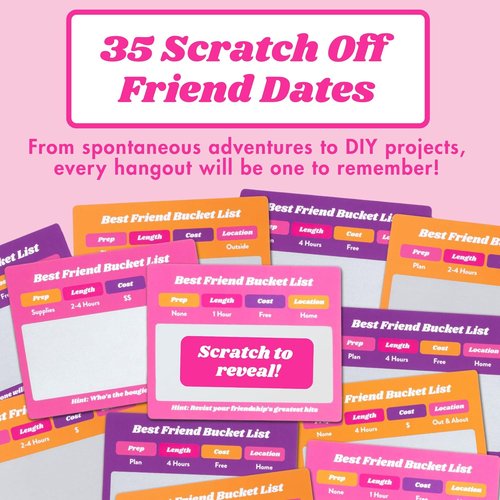 Best Friend Bucket List - 35 Scratch-Off Cards for Fun Adventure Date Ideas | Perfect Friendship Gift for Birthdays