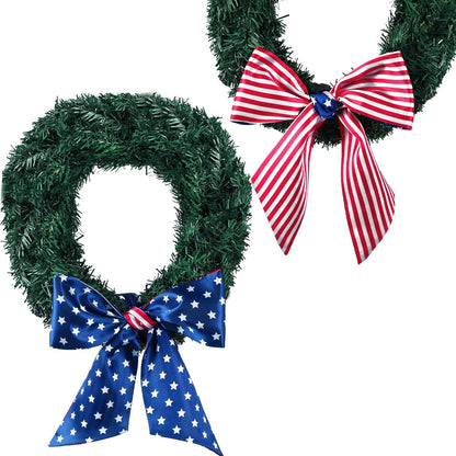 Skiennix 4th of July Patriotic Sash - Reversible Wreath Scarf for Festive Outdoor Decor | 2 Pcs
