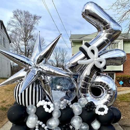 40" Silver Number 6 Balloon by Helium Foil - Large Self-Inflating Birthday Party Decoration for All Ages