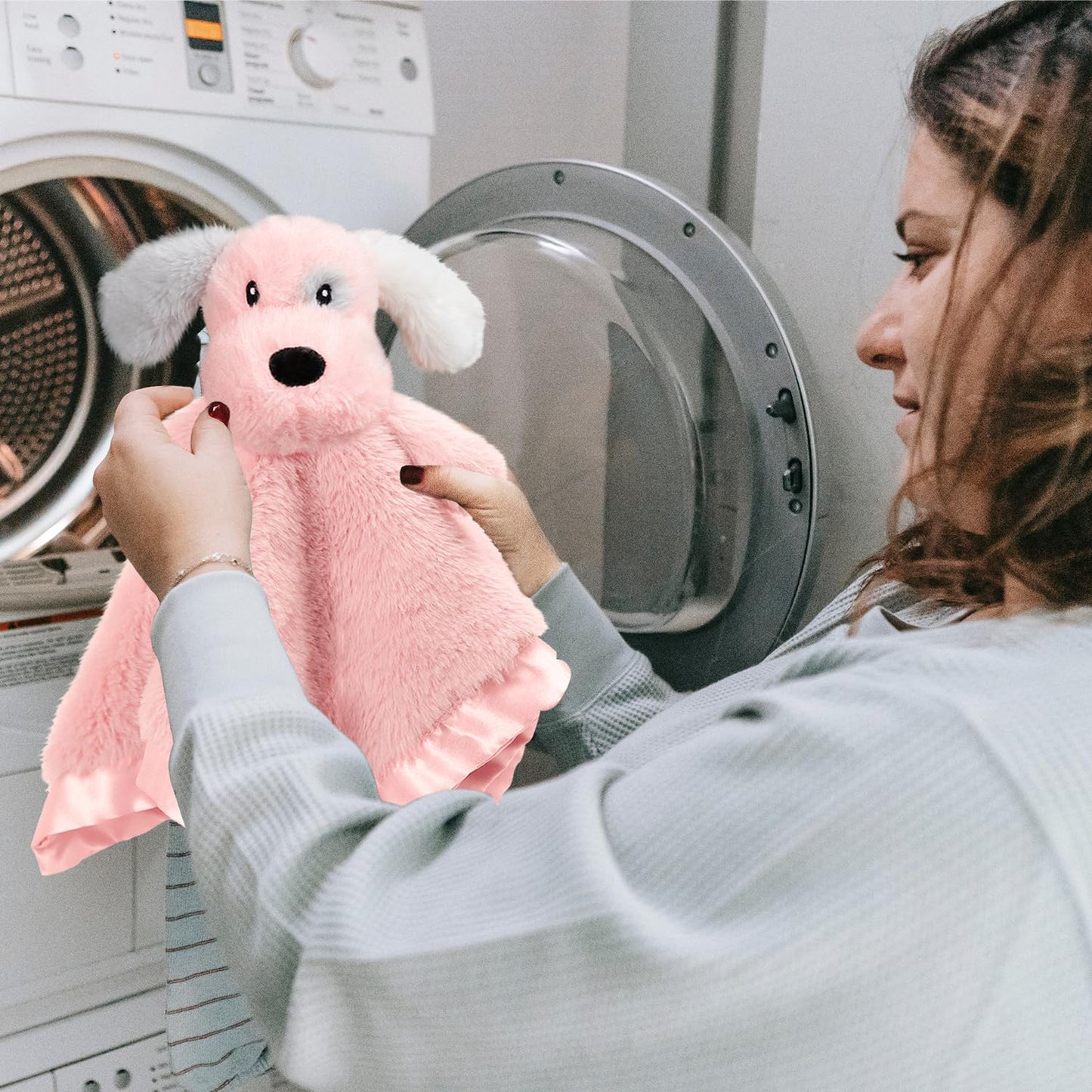 Skiennix Puppy Security Blanket - Soft Plush Lovey for Infants & Toddlers | Pink 16 Inch