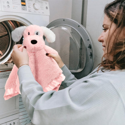 Skiennix Puppy Security Blanket - Soft Plush Lovey for Infants & Toddlers | Pink 16 Inch
