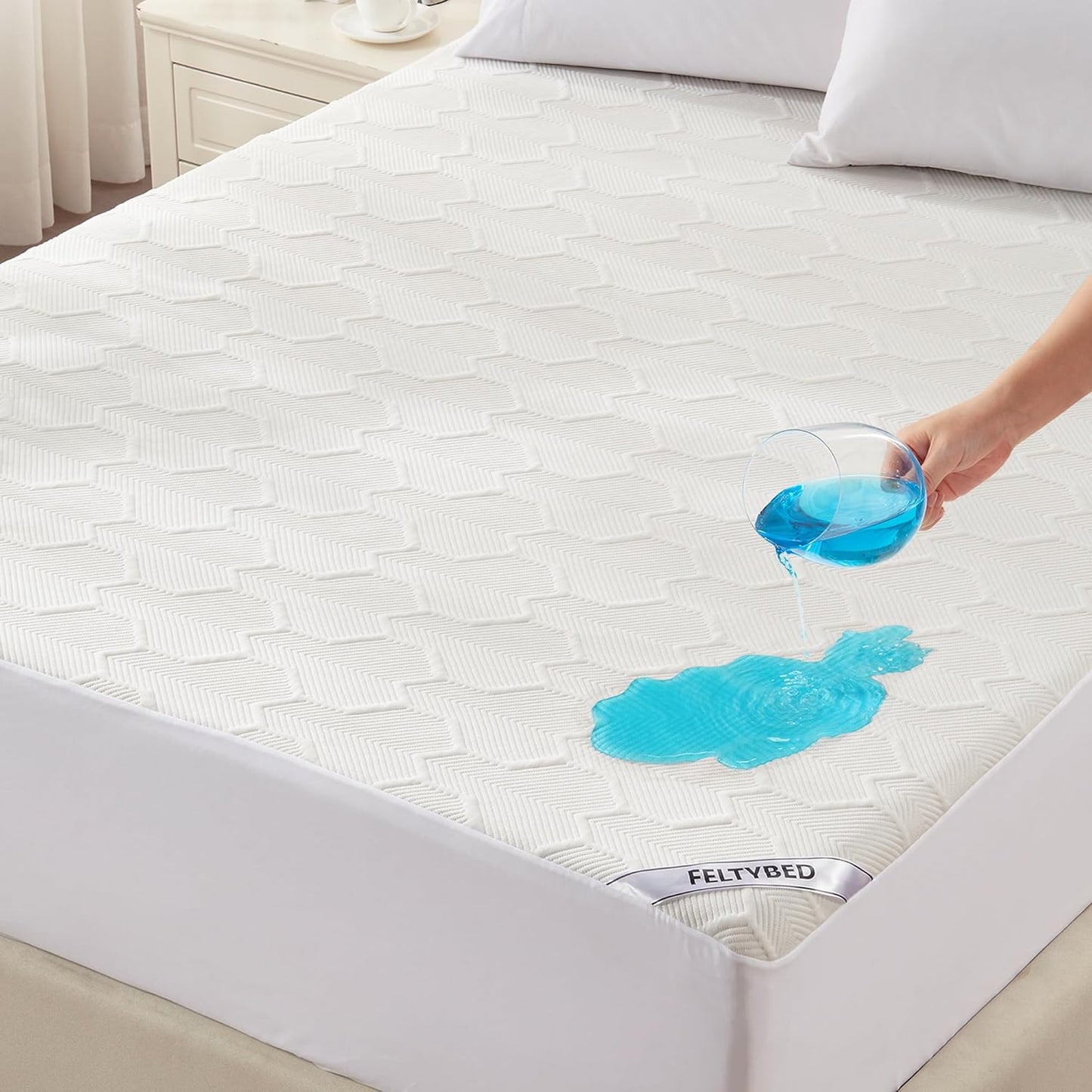Skiennix Twin Size Waterproof Mattress Protector - Bamboo Cooling Pad with Deep Pocket | Breathable 3D Air Fabric