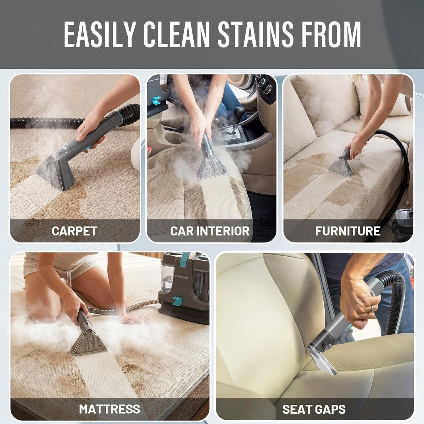 Starrybot Portable Carpet Cleaner - Powerful Deep Cleaning Machine for Home Use