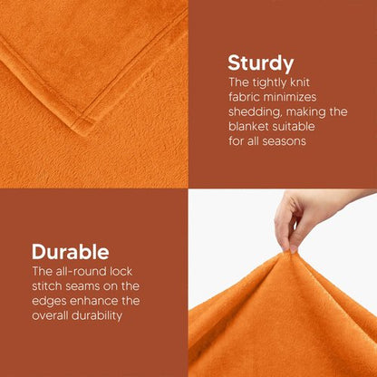 Utopia Bedding Fleece Blanket Queen Size Burnt Orange 300GSM Luxury Fuzzy Soft Anti-Static Microfiber Bed Blanket (90x90 Inch)