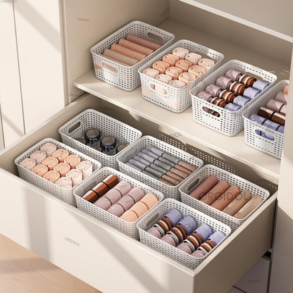 ORGIDOL Plastic Storage Baskets - 10 Pack Stackable Bins with Lids for Organizing | White