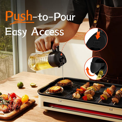 TrendPlain 16oz Glass Olive Oil Sprayer - 2-in-1 Dispenser Bottle for Cooking & BBQ - Black