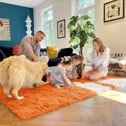 OLANLY Runner Rugs - Soft, Machine Washable Shaggy Carpet for Hallway & Bedroom | Orange, 2x5 ft